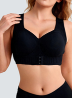 Posture Jelly Bra in Black, front view with fuller-coverage cups and support band