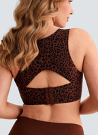 Posture Jelly Bra in Leopard, back view showing high-back coverage and adjustable closure