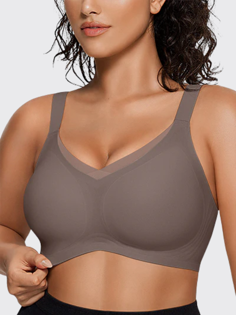 Wireless V-Neck Mesh Push-Up Bra