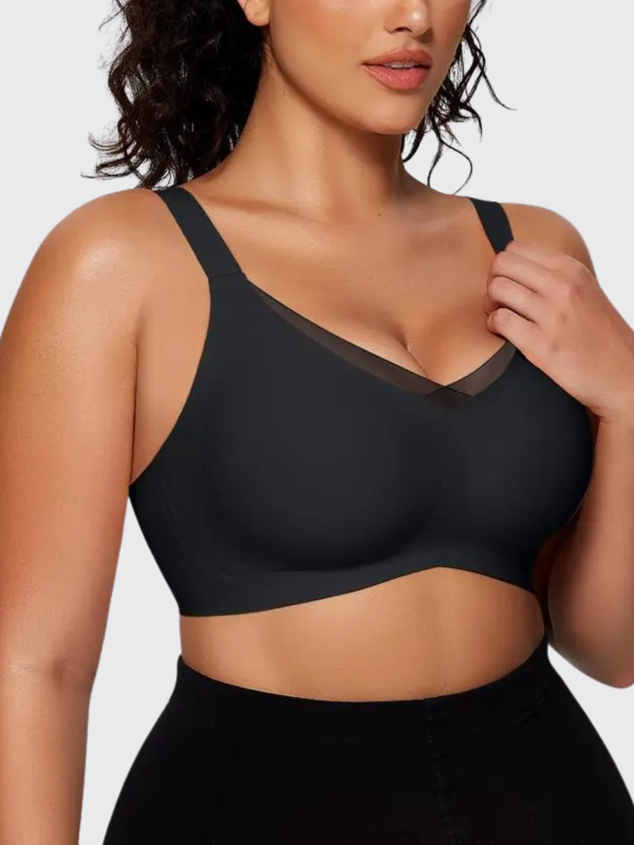 Wireless V-Neck Mesh Push-Up Bra
