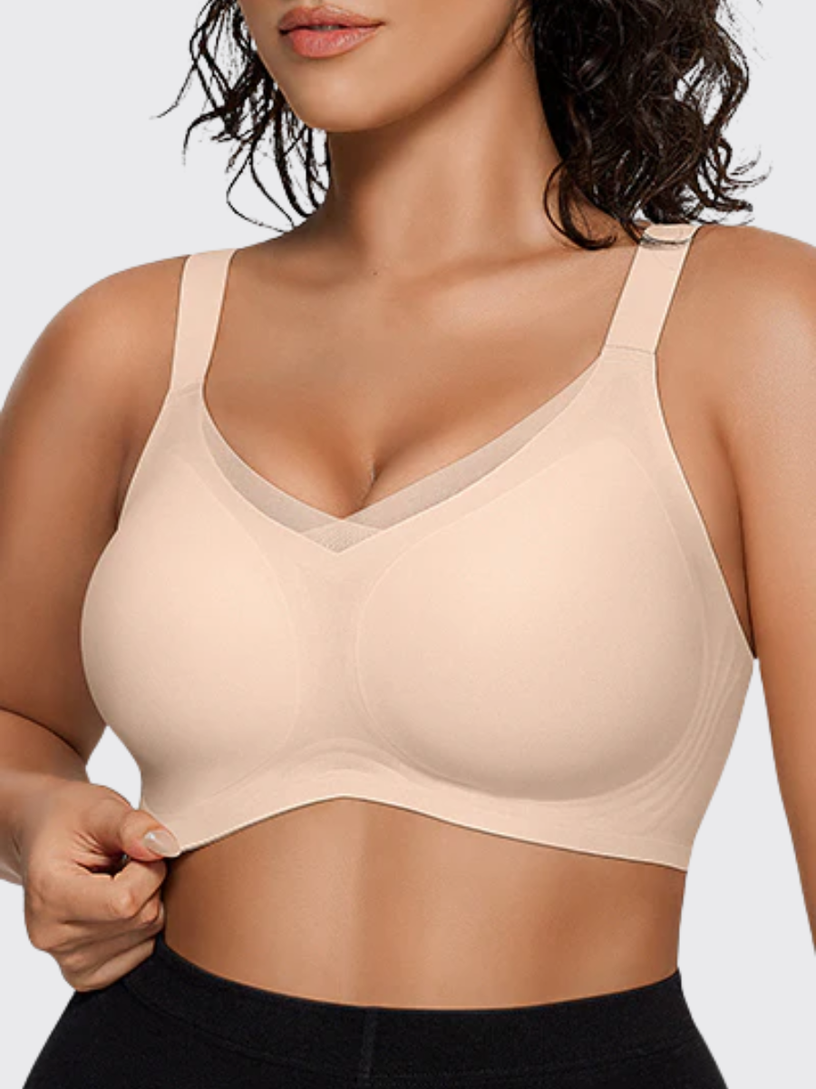 Wireless V-Neck Mesh Push-Up Bra