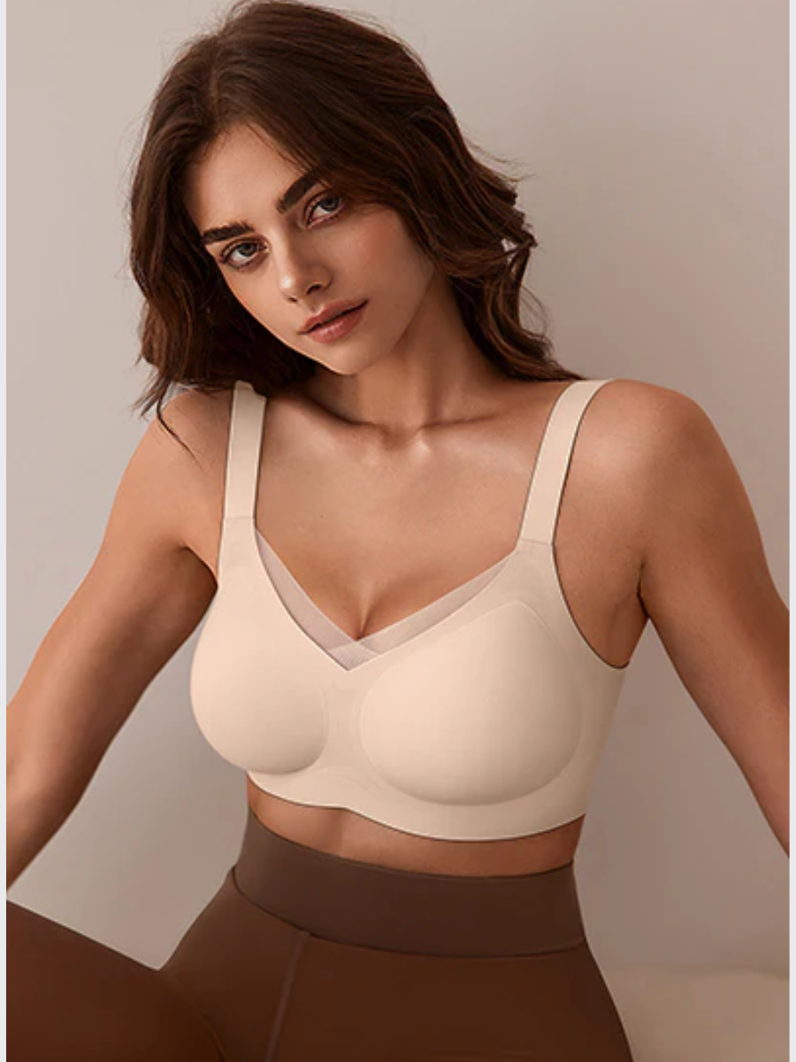 Wireless V-Neck Mesh Push-Up Bra