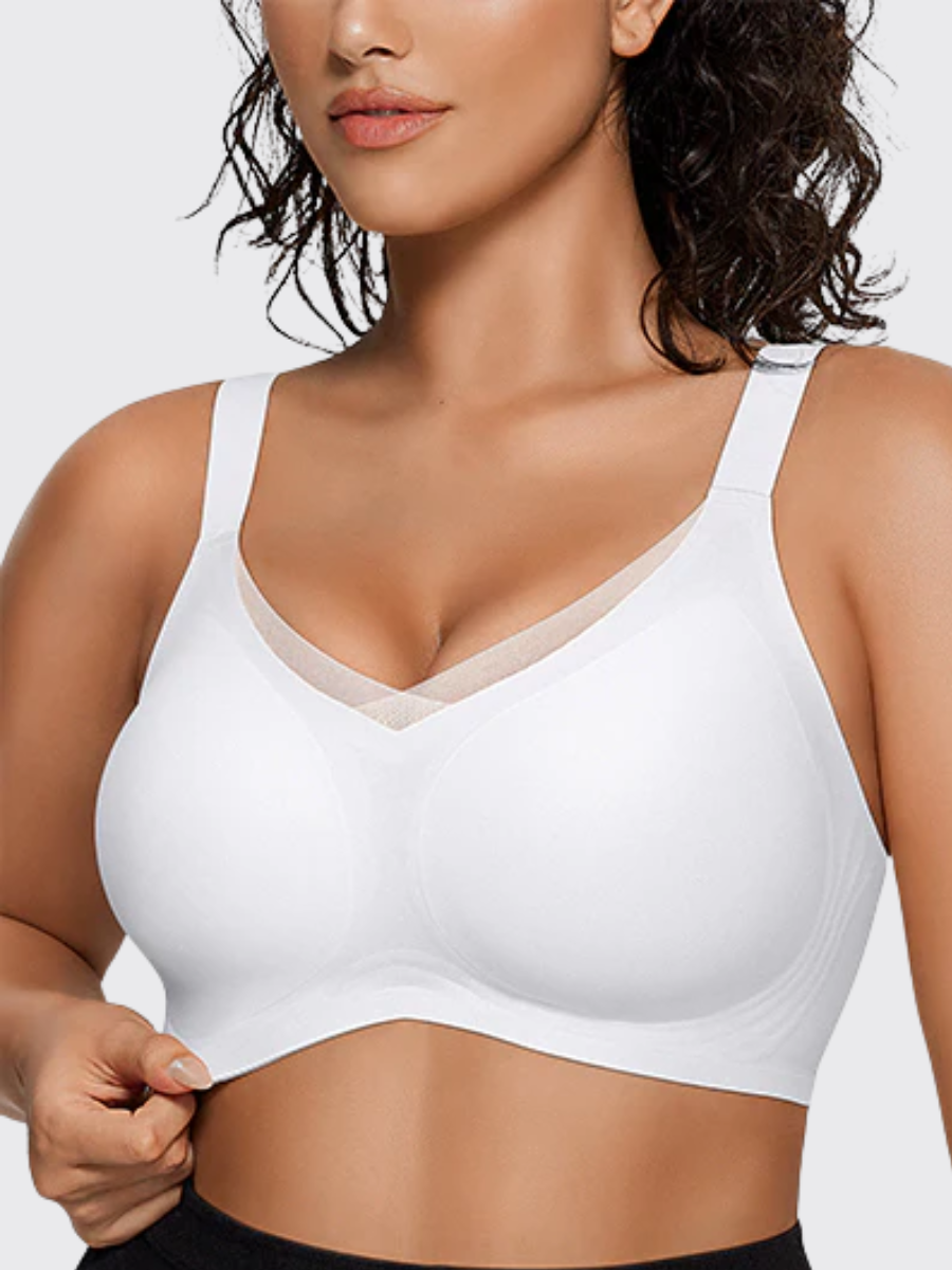 Wireless V-Neck Mesh Push-Up Bra
