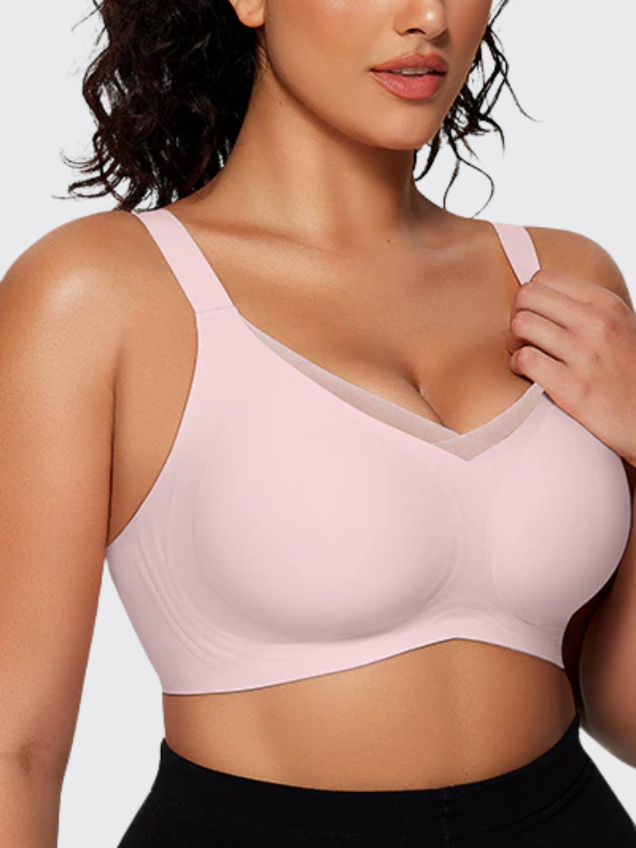 Wireless V-Neck Mesh Push-Up Bra
